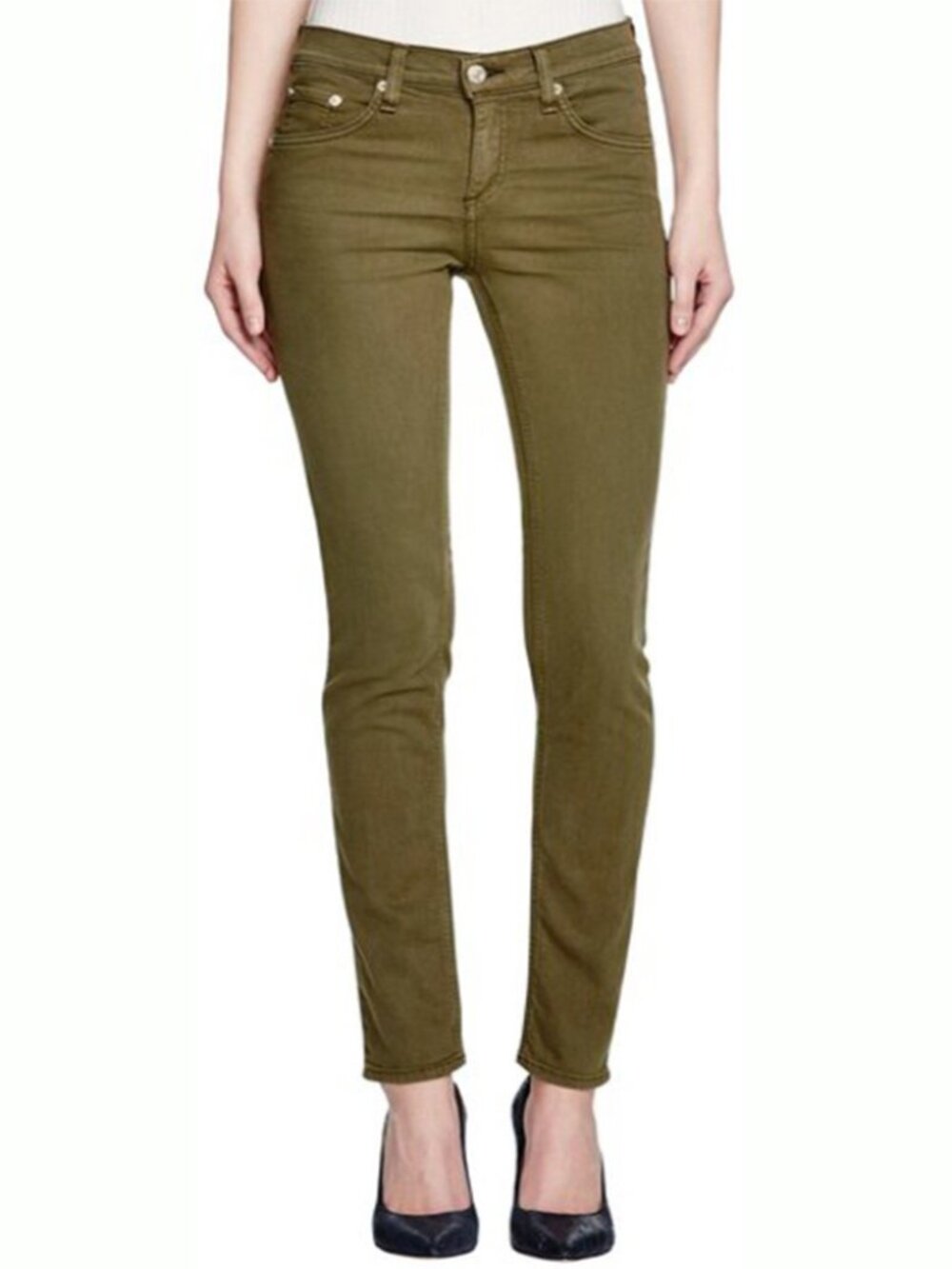 MK Michael Kors Izzy Skinny Olive Safari Khaki Green Jeans Sz 8 Mid rise EUC